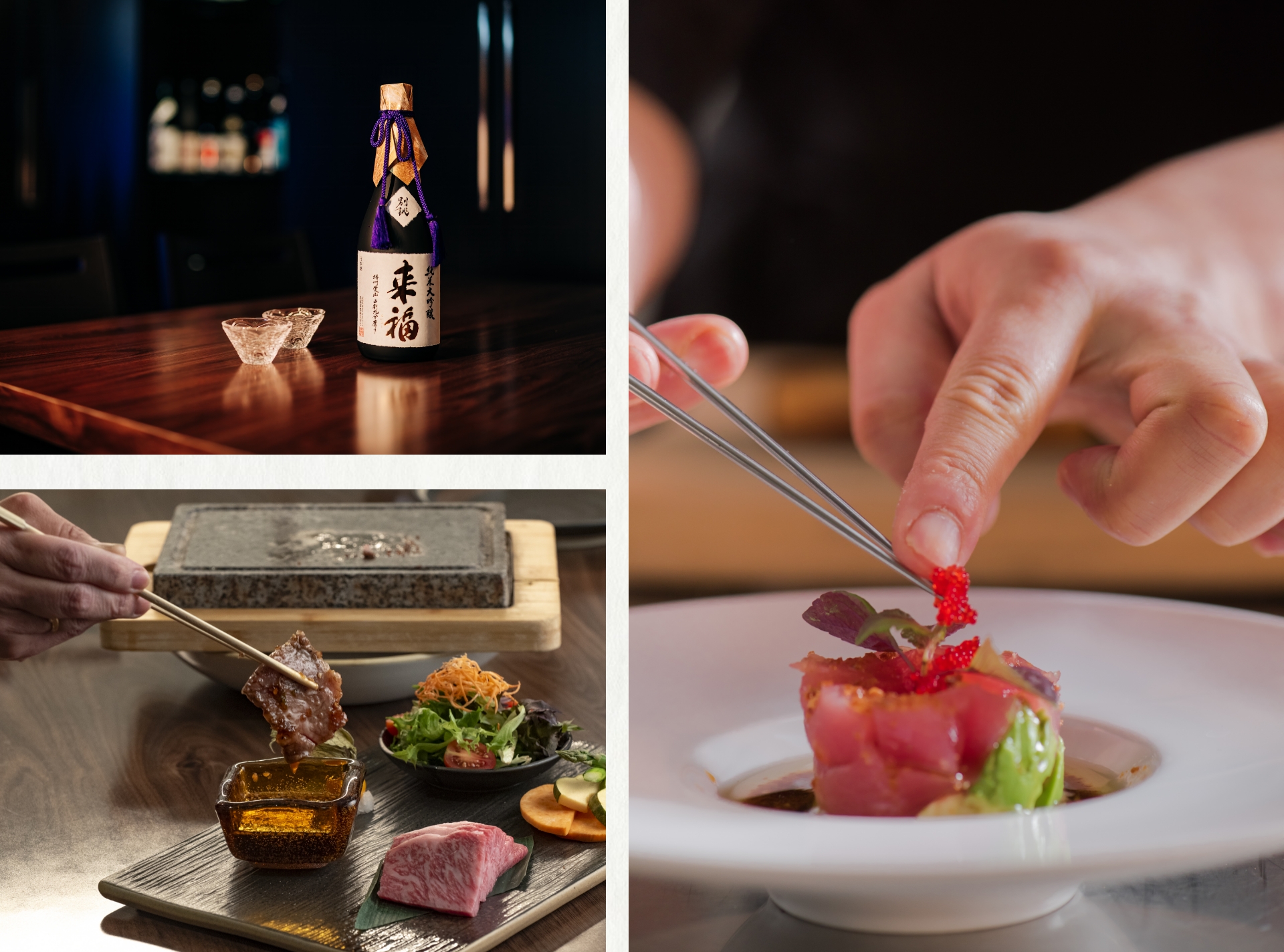 Masaki Sushi dishes and sake bottles
